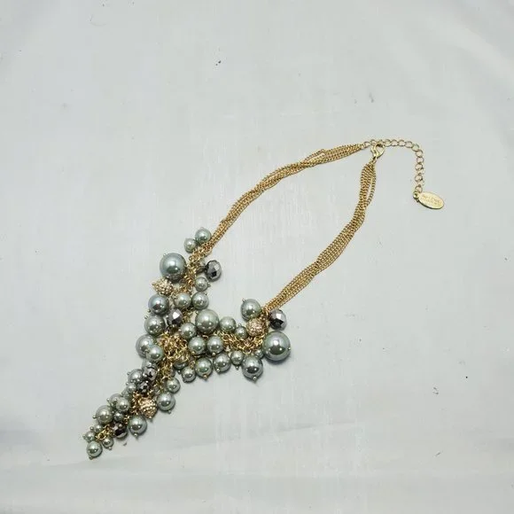 Ali khan Parisian green pearls and cluster necklace with crystal beads - Picture 9 of 10